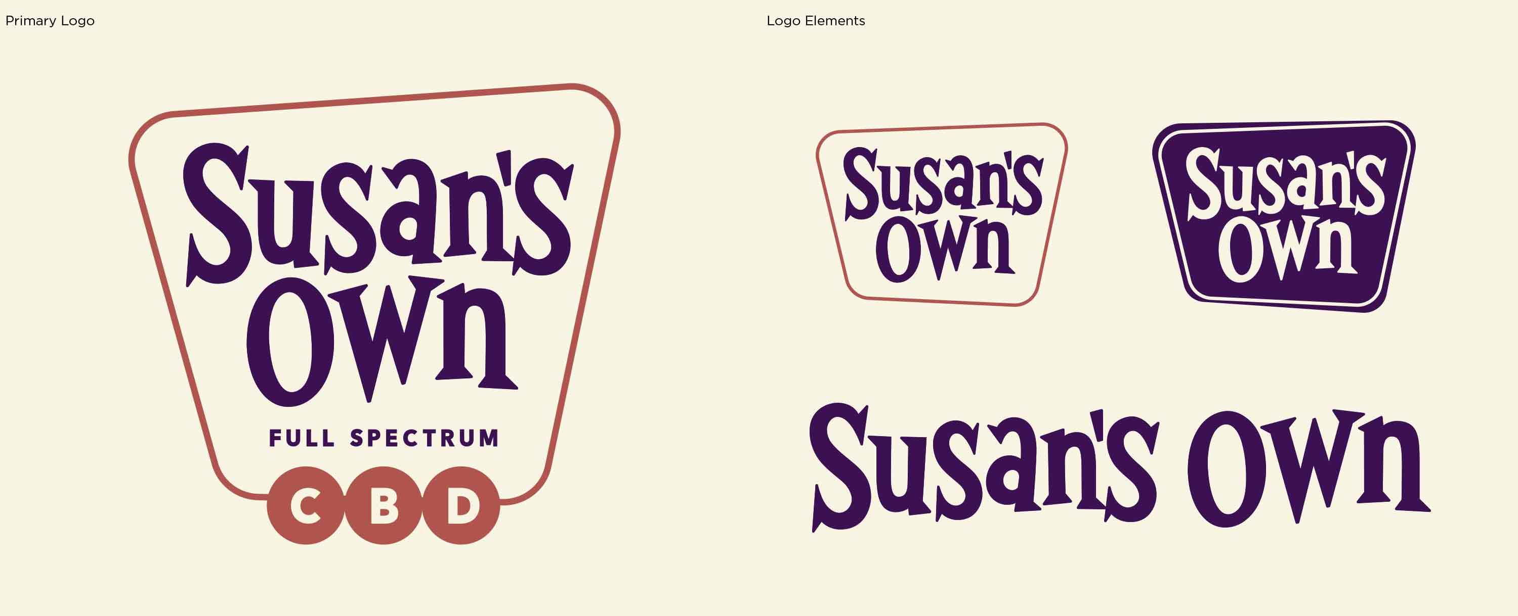 Susan's Own CBD Brand Elements - Design by SixAbove Studios